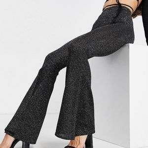 ASOS Wide Leg Flare Glitter Pants